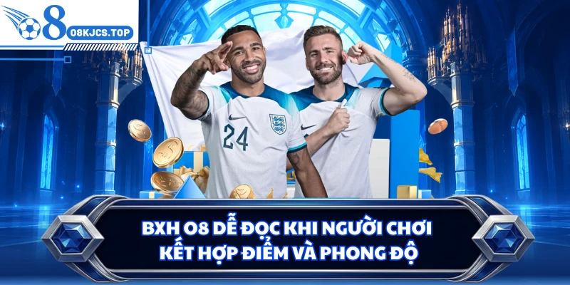 BXH O8 dễ đọc khi người chơi kết hợp điểm và phong độ